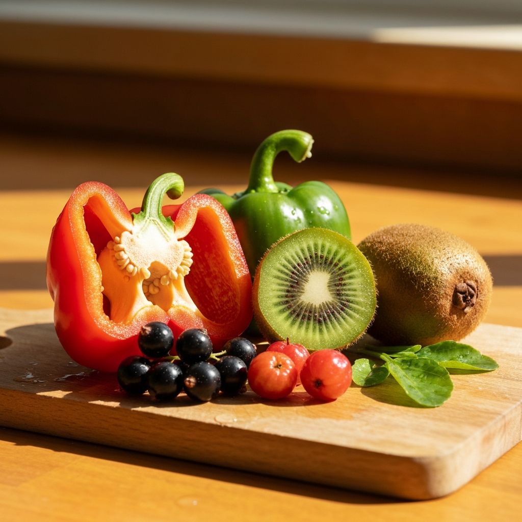 Świeża papryka, porzeczka i owoce