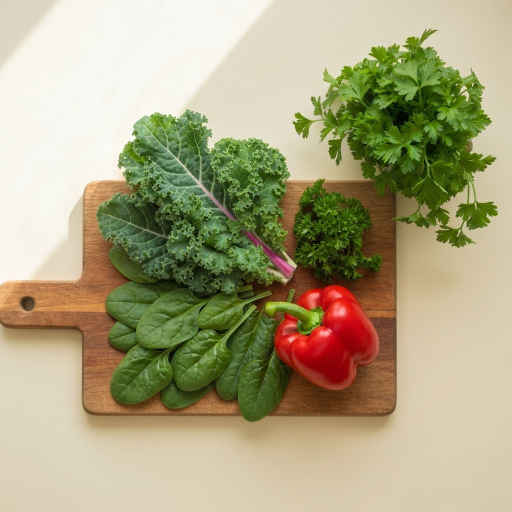 Jarmuż, szpinak i papryka świeża